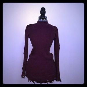 Mini sexy dress wine long sleeve